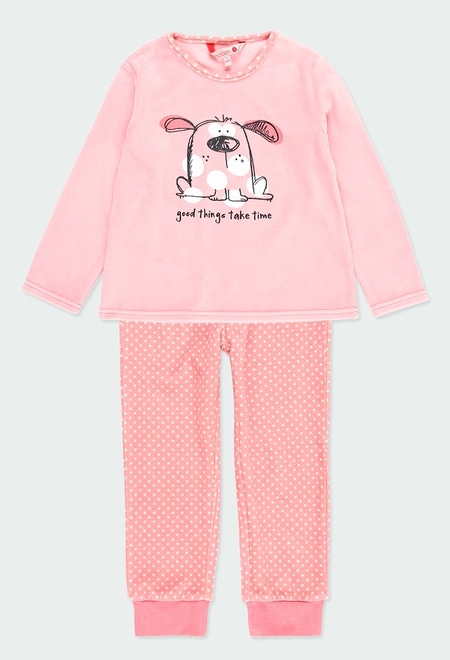 Pyjama en velours a petits pois pour fille_1