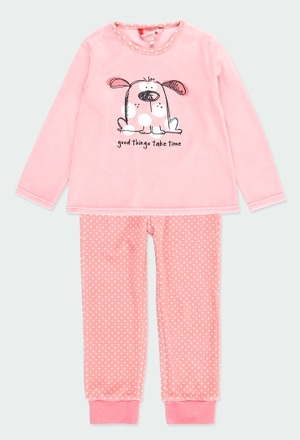 Pijama veludo bolinhas para menina_1