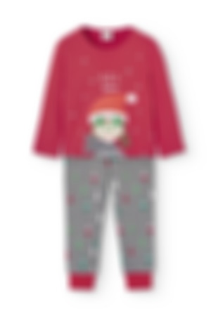Pyjama en tricot bi matiere pour fille